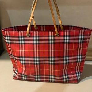 Burberry red nylon tote